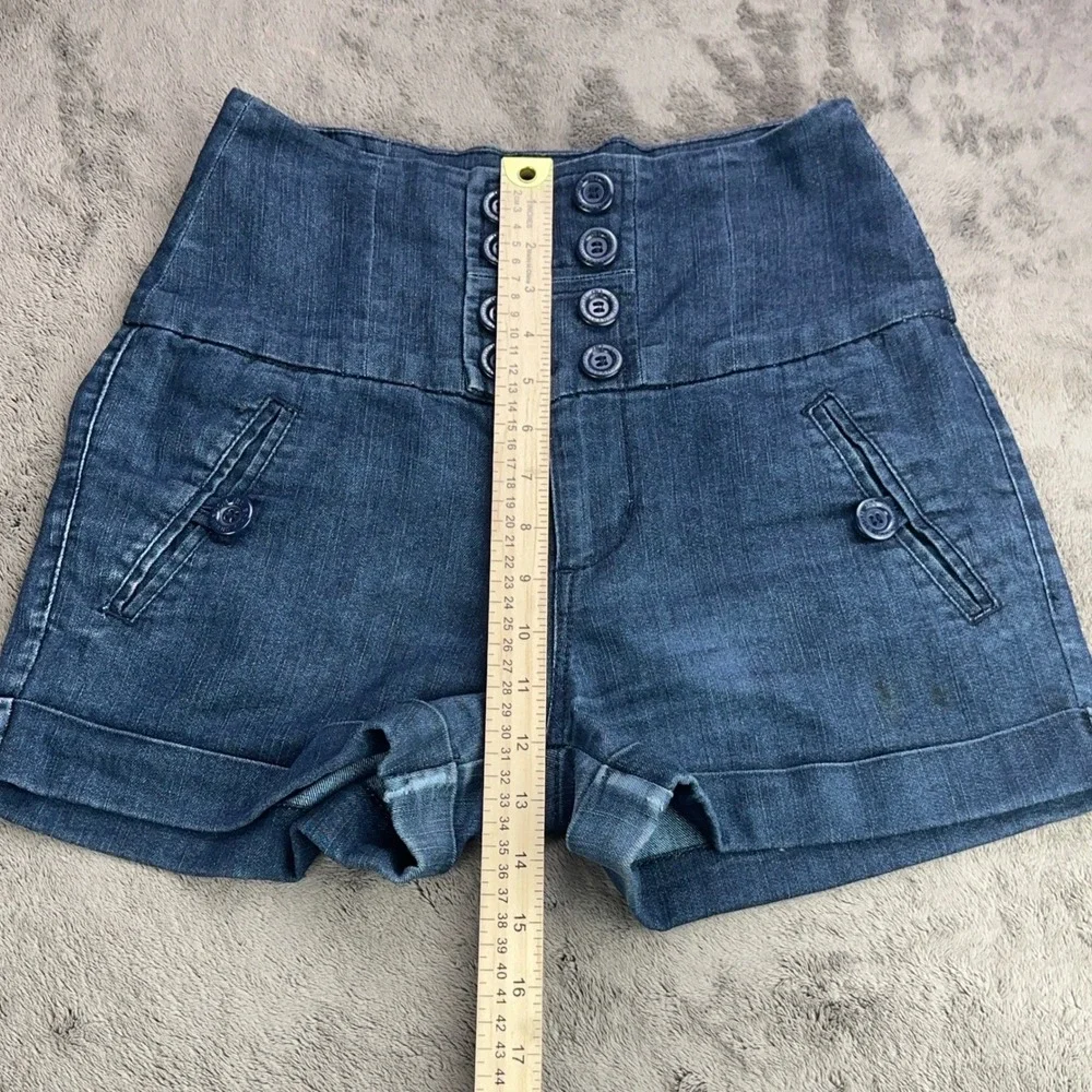 Boom Boom Jeans Womens High Waisted Double Breasted Button Denim Shorts‎ Size 7